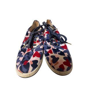 Keds X Kate Spade‎ Womens Sneakers Canvas Heart Print Size 4